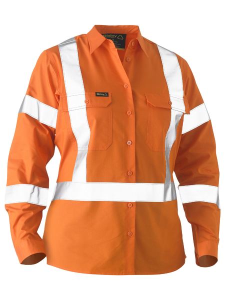 Women’s X Taped Hi Vis Recycled Drill Shirt - BL6266XT