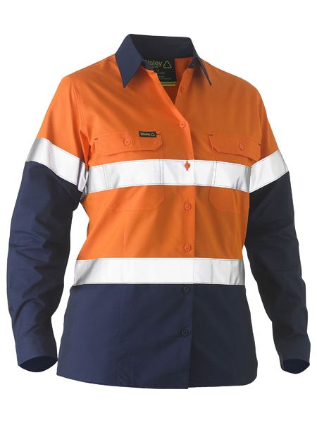 Women’s Taped 2 Tone Hi Vis Recycled Drill Shirt - BL6996T