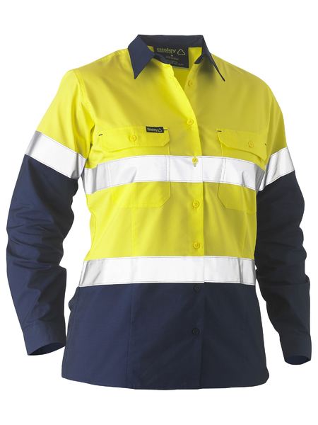 Women’s Taped 2 Tone Hi Vis Recycled Drill Shirt - BL6996T