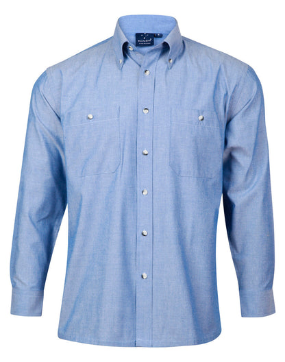 Men's Wrinkle Free Chambray Long Sleeve Shirt - BS03L