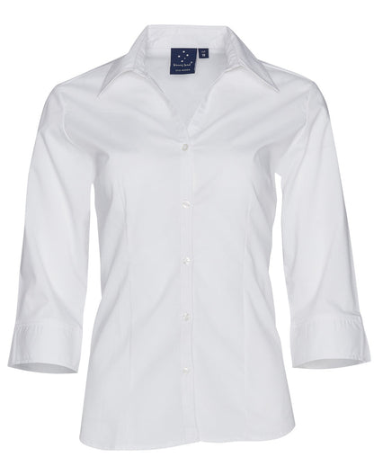 Ladies 3/4 Teflon Shirt Open Neckline - BS07Q