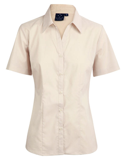 Ladies Short Sleeve Teflon Shirt Open Neckline - BS07S