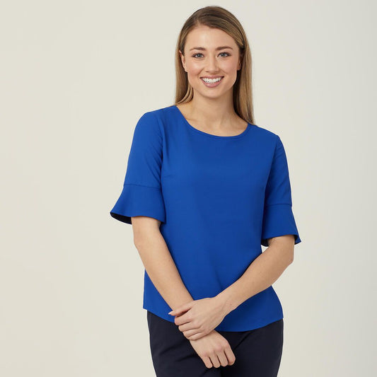 Ladies French Georgette Fluted Sleeve Top - CATU5T