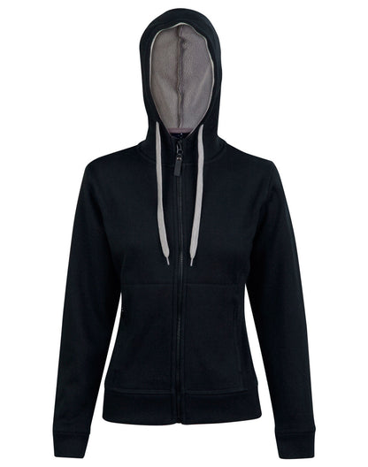 Ladies Full Zip Contrast Fleecy Hoodie - FL18