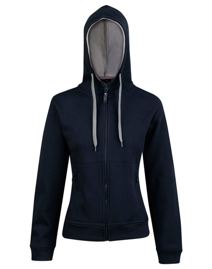 Ladies Full Zip Contrast Fleecy Hoodie - FL18