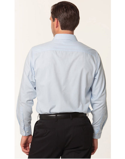 Mens Mini Herringbone Long Sleeve Shirt - M7112