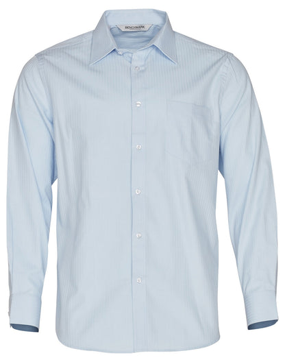 Mens Mini Herringbone Long Sleeve Shirt - M7112
