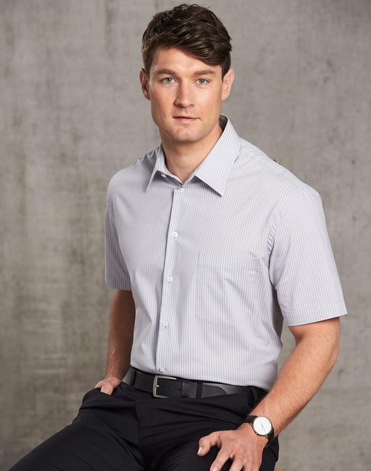 Mens Ticking Stripe Short Sleeve Shirt - M7200S