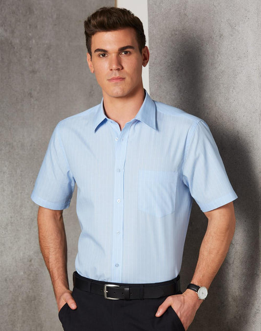 Mens Pin Stripe Short Sleeve Shirt - M7221