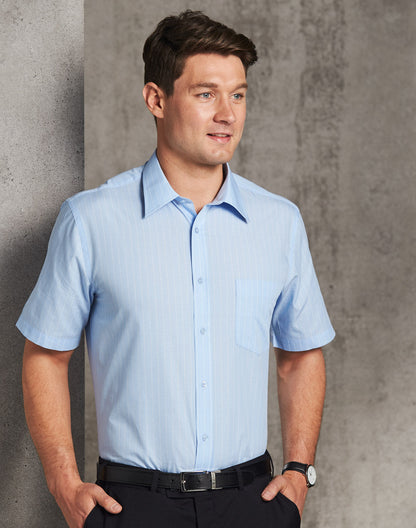 Mens Pin Stripe Short Sleeve Shirt - M7221