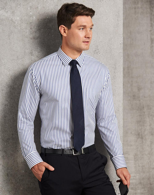 Mens Sateen Stripe Long Sleeve Shirt - M7310L
