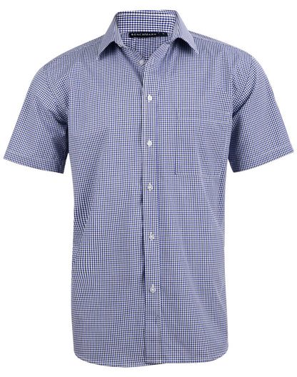 Mens Two Tone Gingham Short Sleeve Shirt - M7320S