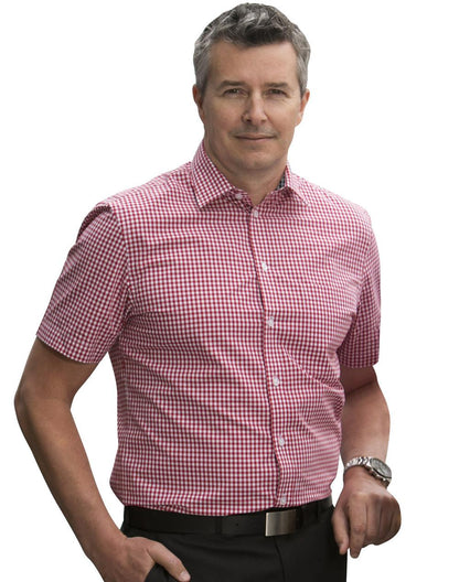 Mens Gingham Check Short Sleeve Shirt - M7330S