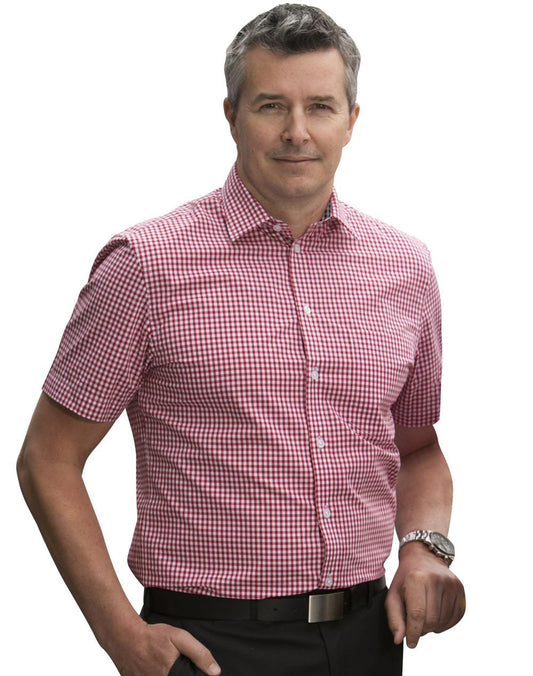 Mens Gingham Check Short Sleeve Shirt - M7330S