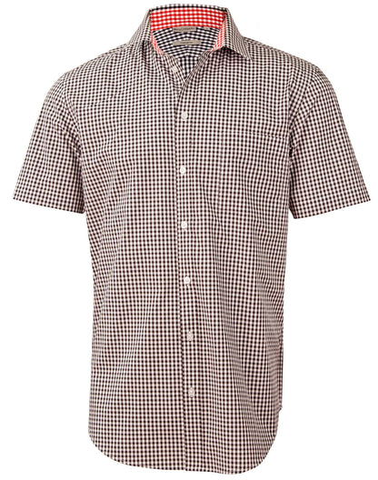 Mens Gingham Check Short Sleeve Shirt - M7330S