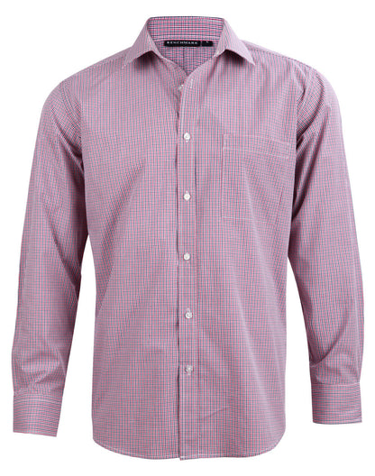 Mens Two Tone Mini Gingham Long Sleeve Shirt - M7340L