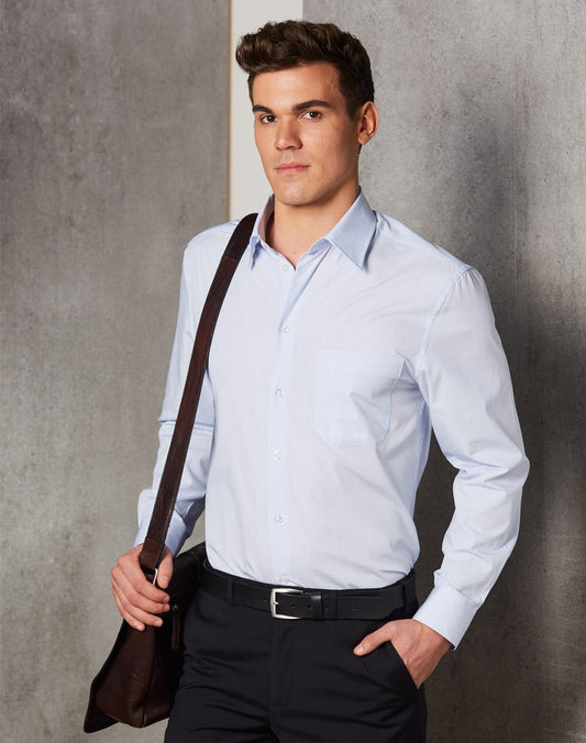 Mens Mini Check Long Sleeve Shirt - M7360L