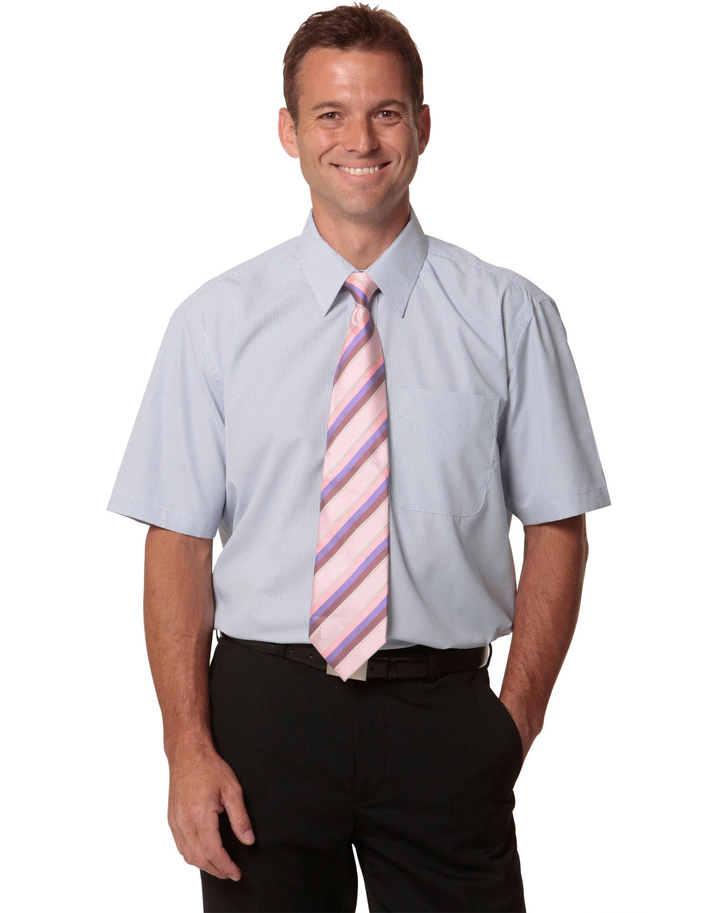 Mens Mini Check Short Sleeve Shirt - M7360S