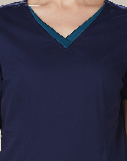 Ladies V-Neck Contrast Trim Scrub Tops - M7660