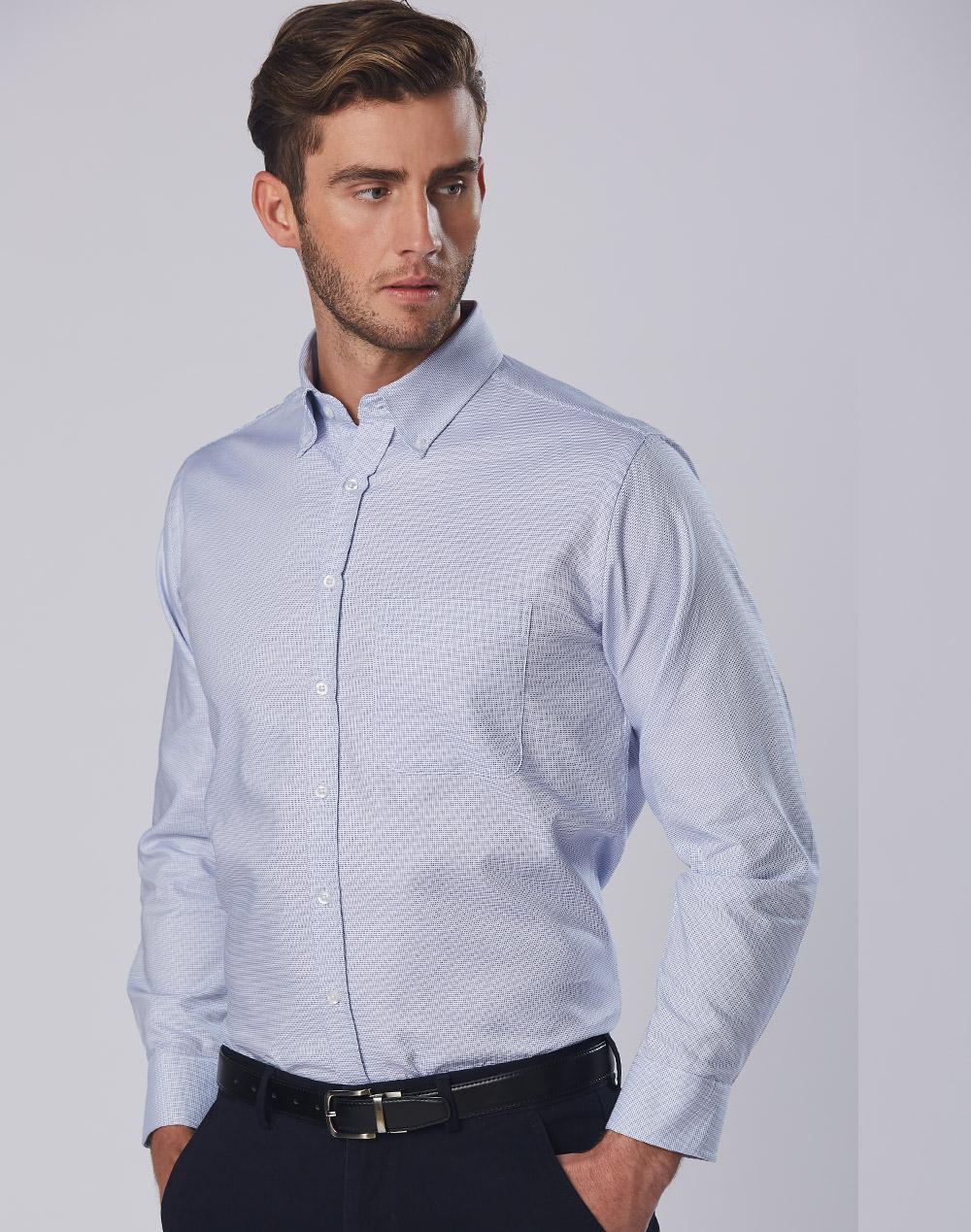 Mens Dot Contrast Long Sleeve Shirt - M7922