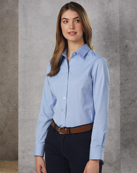 Ladies CVC Oxford Long Sleeve Shirt - M8040L