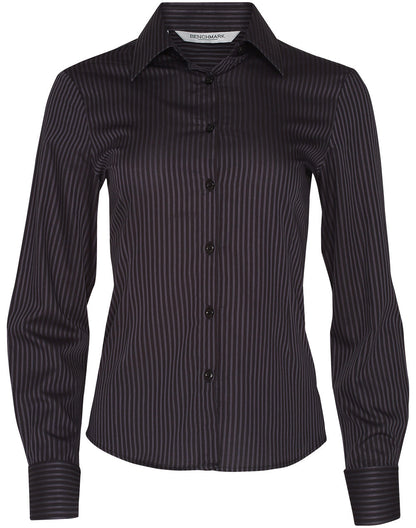 Ladies Dobby Stripe Long Sleeve Shirt - M8132
