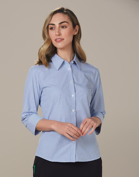Ladies Balance Stripe 3/4 Sleeve Shirt - M8233