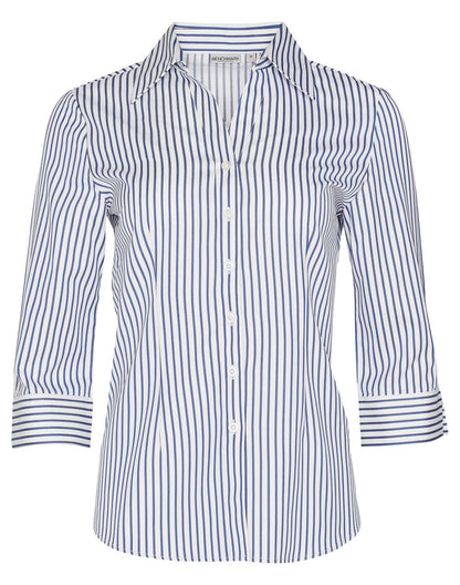 Ladies Sateen Stripe 3/4 Sleeve Shirt - M8310Q