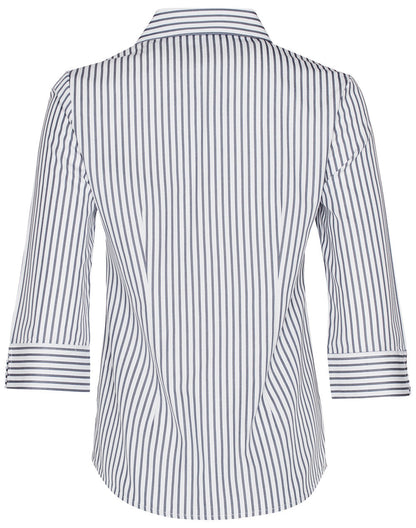 Ladies Sateen Stripe 3/4 Sleeve Shirt - M8310Q