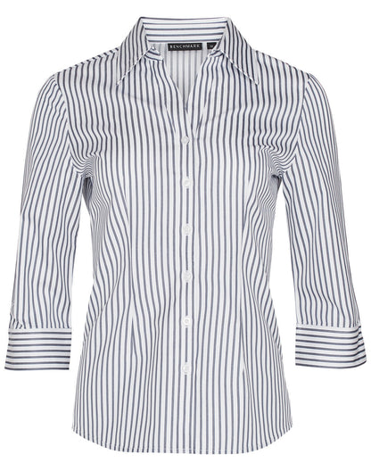 Ladies Sateen Stripe 3/4 Sleeve Shirt - M8310Q