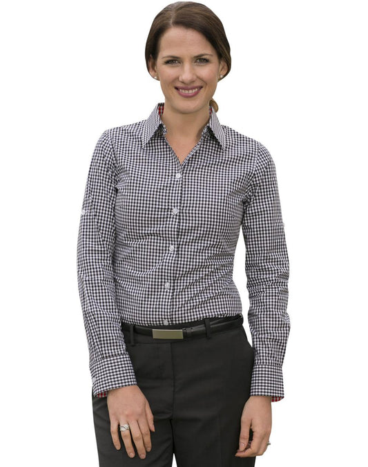 Ladies Gingham Check Long Sleeve Shirt - M8330L