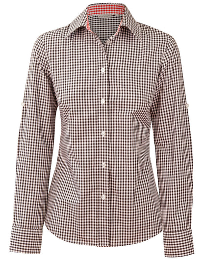 Ladies Gingham Check Long Sleeve Shirt - M8330L