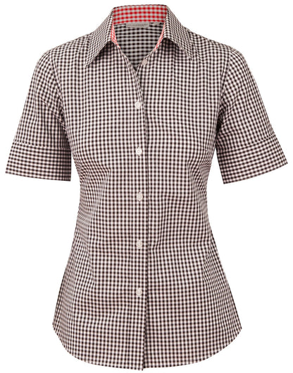 Ladies Gingham Check Short Sleeve Shirt - M8330S
