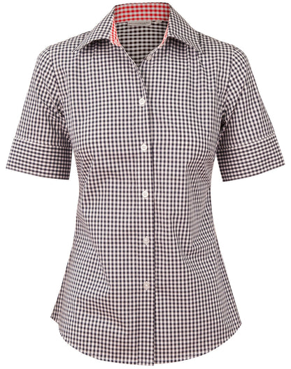 Ladies Gingham Check Short Sleeve Shirt - M8330S
