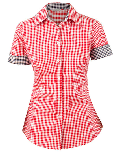 Ladies Gingham Check Short Sleeve Shirt - M8330S