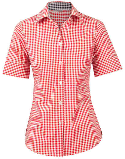 Ladies Gingham Check Short Sleeve Shirt - M8330S