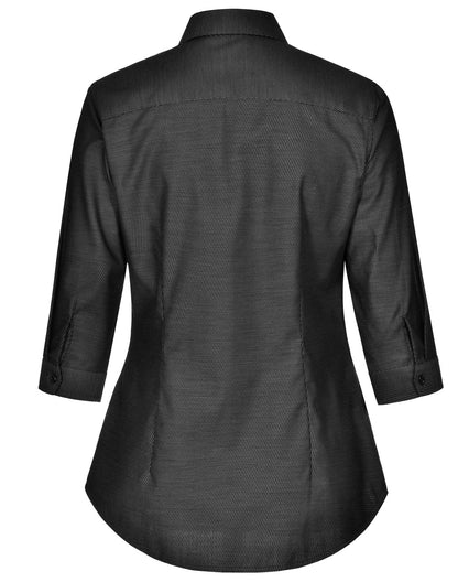 Ladies Dot Jacquard Stretch 3/4 Sleeve Ascot Shirt - M8400Q