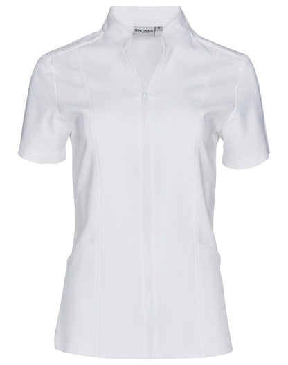 Ladies Full Zip Front Short Sleeve Tunic - M8636S