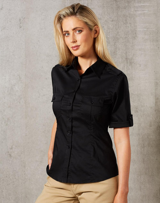 Ladies Short Sleeve Military Shirt - M8911