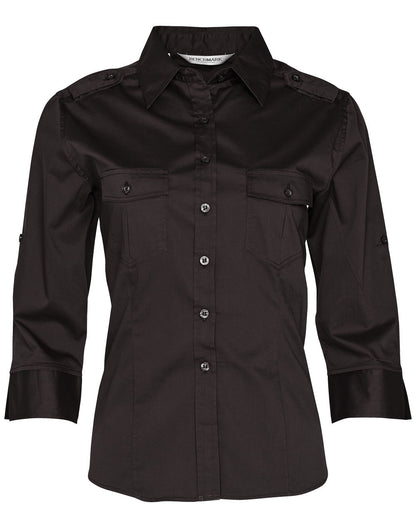 Ladies 3/4 Sleeve Military Shirt - M8913