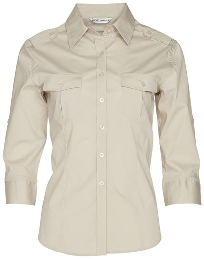 Ladies 3/4 Sleeve Military Shirt - M8913