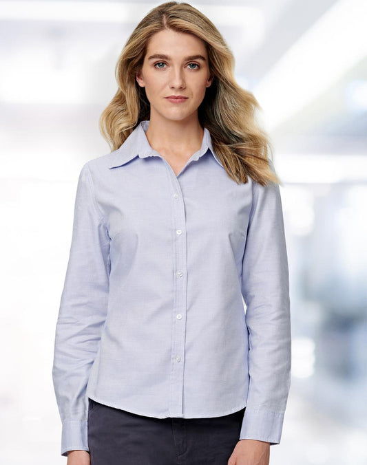 Ladies’ Dot Contrast Long Sleeve Shirt - M8922