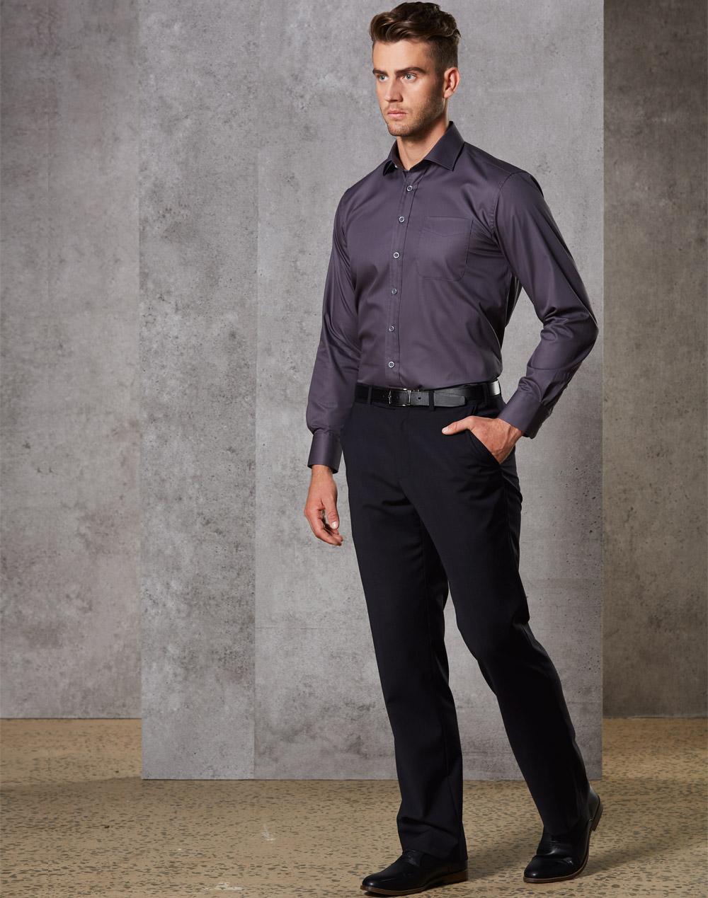 Mens Wool Blend Stretch Flexi Waist Pants - M9310