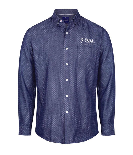 Managers Range - The Cram Foundation Polka Dot Dobby Mens Long Sleeve Shirt 1714HL