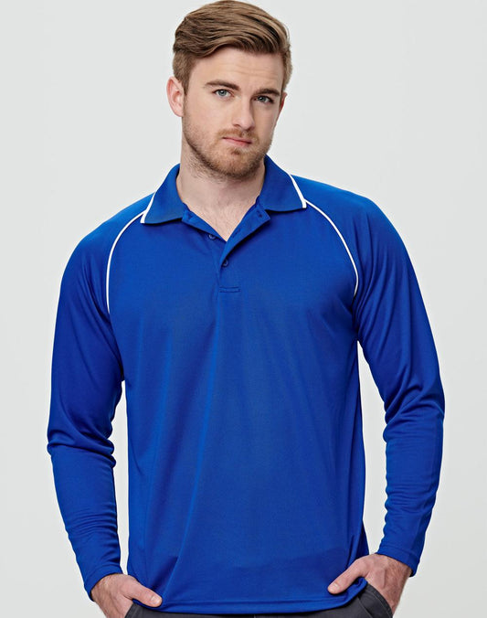 Men's Cooldry Long Sleeve Contrast Polo - PS43