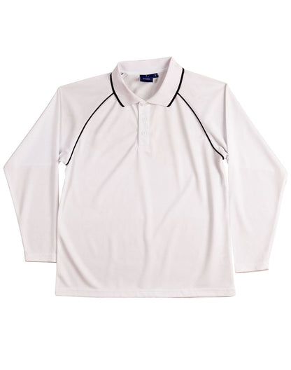 Kids Cooldry Long Sleeve Contrast Polo - PS43K