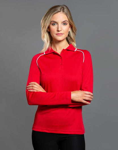 Ladies Cooldry Long Sleeve Contrast Polo - PS44
