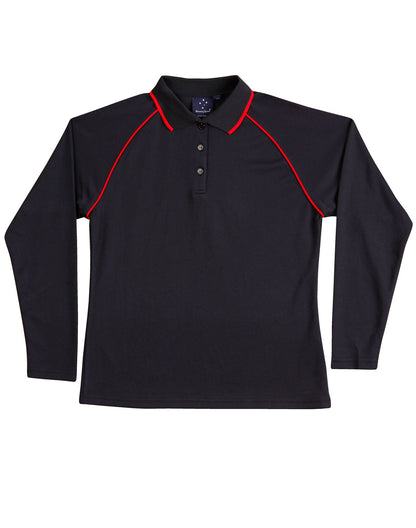 Ladies Cooldry Long Sleeve Contrast Polo - PS44