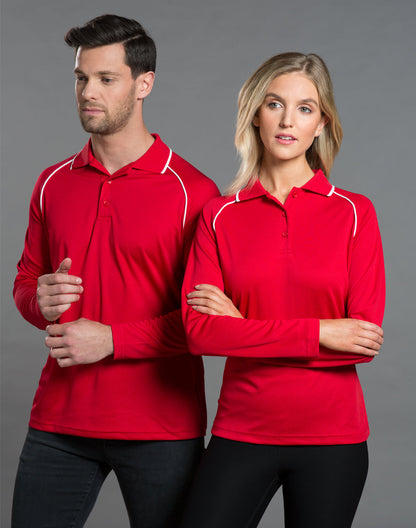 Men's Cooldry Long Sleeve Contrast Polo - PS43