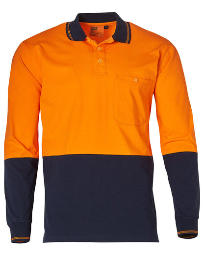 Hi Vis Cotton Two Tone Long Sleeve Polo - SW36